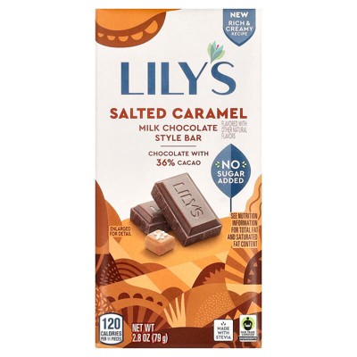 Lily's Sweets, Milk Chocolate Style Bar, Salted Caramel, 36% Cocoa, 2.8 oz