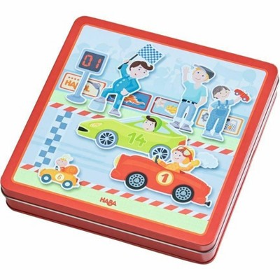 HABA Zippy Cars Magnetic Game Box with 4 Background Scenes in Storage Tin