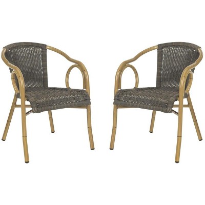 Dagny Brown Wicker and Aluminum Arm Chair Set