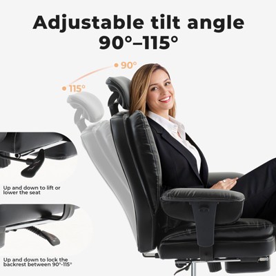 Vynxaria Ergonomic Office Chair - 200 kg PU Leather with Lumbar Support & Adjustable Headrest