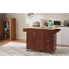 54 inch Portable Wooden Kitchen Island Cart Large Capacity with 3 drawers Drop-Leaf Table Spice Rack & Towel Rack for Small Spaces. - 3 of 4