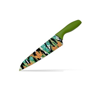 Dura Culina® 8-Inch Stainless Steel Printed Chef Knife with Blade Guard, Green - 1 of 4