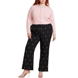 ELOQUII Embroidered Bow Bootcut Trouser - 1 of 4