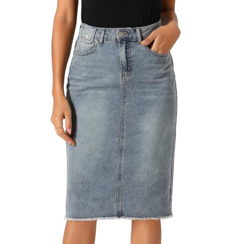 INSPIRE CHIC Women's Casual High Waist Back Slit Short Denim Skirts - image 1 of 4