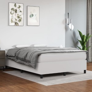 Bed Frame White Faux leather, plywood, engineered wood Queen - 1 of 4