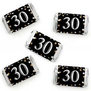 Big Dot of Happiness Adult 30th Birthday - Gold - Mini Candy Bar Wrapper Stickers - Birthday Party Small Favors - 40 Count - 1 of 4