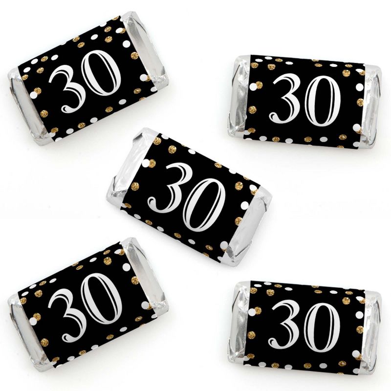 Big Dot of Happiness Adult 30th Birthday - Gold - Mini Candy Bar Wrapper Stickers - Birthday Party Small Favors - 40 Count, 1 of 7