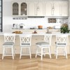 Tangkula 26" Bar Stool Wooden Chair Set of 3 w/Contoured Backrest Swivel Padded Seat - 4 of 4