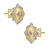 Guili 14K Gold Plated Cubic Zirconia Floral Stud Earrings, a Delicate & Feminine Jewelry Gift for Women Who Appreciate Chic & Stylish Designs - 2 of 3