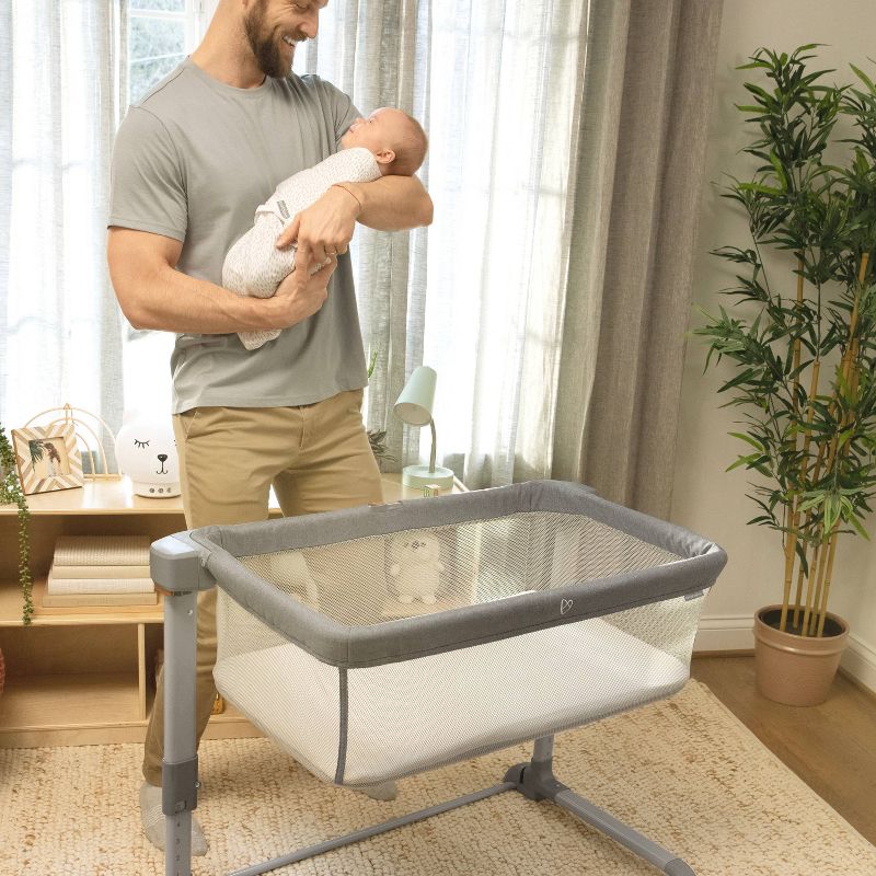 SwaddleMe Beginnings Bassinet Select - Compact Fold Multi-Position Baby Bassinet with Air Flow Mattress - Gray Tweed, 6 of 13