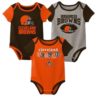 NFL Cleveland Browns Baby Boys' Newest Fan 3pk Bodysuit Set - 3-6M