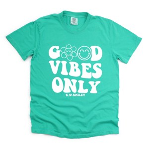 Simply Sage Market S.W.Smiley Good Vibes Only Smiley Face Garment Dyed Tee - 1 of 4