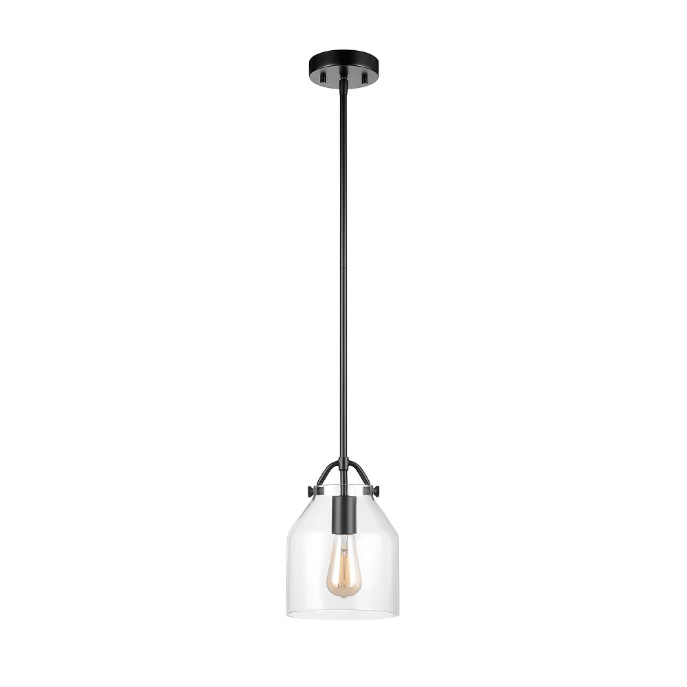 Globe Electric 1-Light Matte Black Pendant Light with Clear Glass Shade: ETL Listed, Adjustable Height, E26 Base