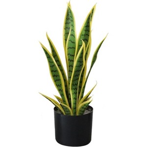 Artificial Snake Plant Potted Faux Sansevieria Trifasciata Plants, Tropical Fake Snake Plants in White Pots for Home Office Indoor Decor - 1 of 4
