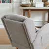 Polyester Modern Accent High Backrest Lounge Arm Rocking Chair with Two Side Pockets, Lumbar Pillow and Sturdy Wood Frame - 2 of 4