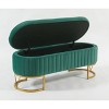 PAGED Storage Bench Oval Velvet Entryway Bench Modern Foot Stool with Lift-Top Lid and Sturdy Metal Legs for Entryway, Bedroom - 3 of 4