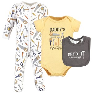 Hudson Baby Infant Boy Cotton Sleep and Play, Bodysuit and Bandana Bib Set, Construction Work - 1 of 4