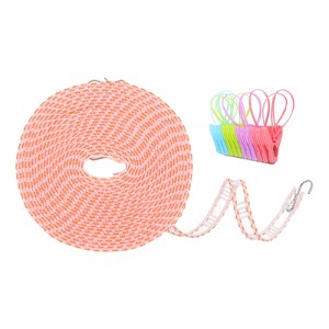 Unique Bargains Plastic Portable Windproof Non-Slip Clothes Drying Rope with Clips 1 Pc - 1 of 4