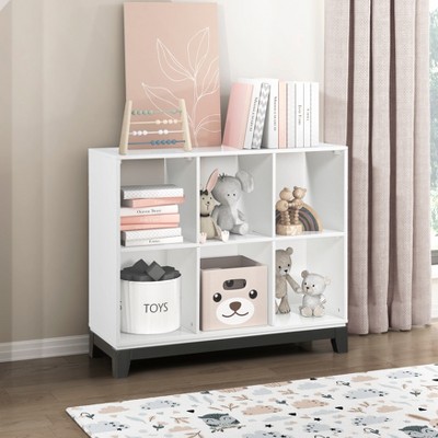 TOAOTBNBO Modern Bookcase with 6 Cube Storage Cabinet, Wide Bookshelves with Smooth Finish Wood Display Book Shelf for Bedroom, White