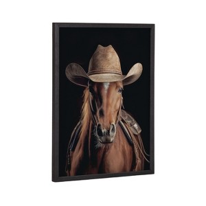 Kate & Laurel All Things Decor 12"x16" Gallery Horse Wearing a Western Cowboy Hat Print by The Creative Bunch Studio Black - 1 of 4