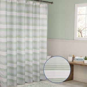 Horizontal Beach Stripe Water Repellent Shower Curtain - 1 of 4