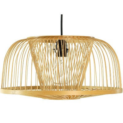 Vintiquewise Modern Oval Bamboo Wicker Rattan Hanging Light Shade for Living Room, Dining Room, Entryway