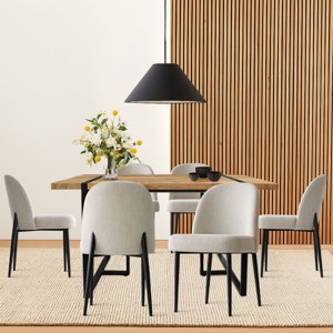 7-Piece Modern Dining Set for 6,Rectangular Wood Dining Table & 6 Upholstered Linen Armless Dining Chairs for Dining Room,Farmhouse-Maison Boucle - 1 of 4