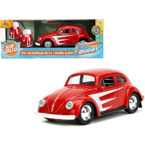 1959 Volkswagen Beetle Red with White Graphics and Boxing Gloves Accessory "Punch Buggy" Series 1/32 Diecast Model Car by Jada - 1 of 4