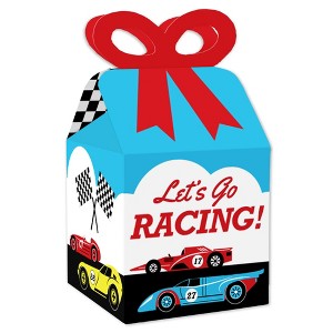 Big Dot of Happiness Let's Go Racing - Racecar - Square Favor Gift Boxes - Race Car Birthday Party or Baby Shower Bow Boxes - Set of 12 - 1 of 4