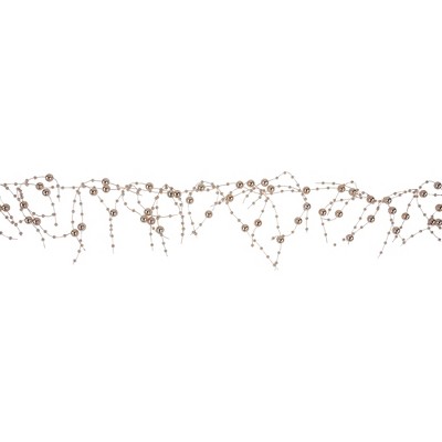 Metallic Rose Gold Beaded Christmas Garland for Outdoor Decor
