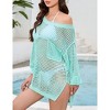 Clearlove Women's Summer Crochet Hollow Sweater Long Sleeve Crewneck Beach Mesh Cover Up Tunic Top - 3 of 4
