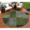 Olive Green And Artichoke Green Patchwork Washable Indoor Outdoor Area Rug - 2 of 4