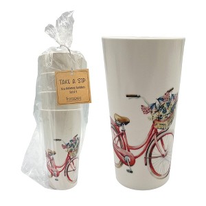 Transpac Melamine Bicycle Tumblers Set of 4 Colorful Drinkware for Spring Home Decorations - 1 of 1