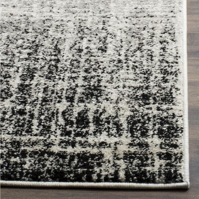 Chic Silver and Black Synthetic 30" Easy-Care Runner Rug