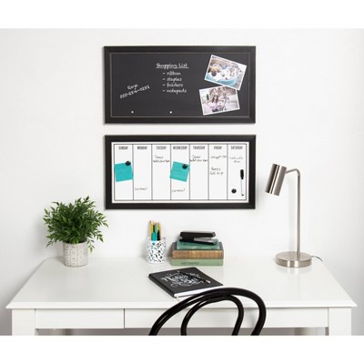 Black Framed Magnetic Dry Erase Weekly Calendar with Marker