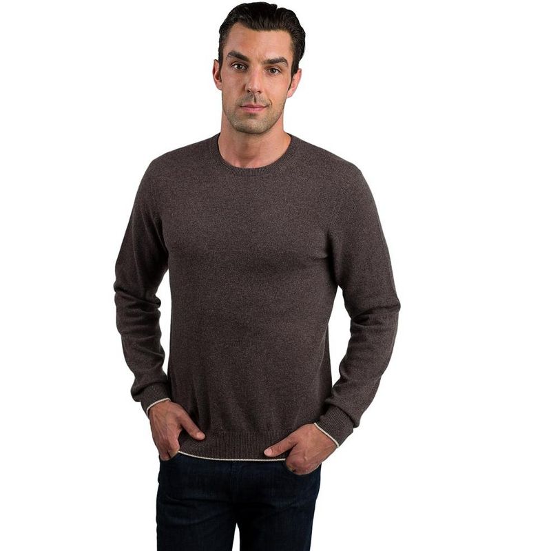 JENNIE LIU Men's 100% Pure Cashmere Long Sleeve Pullover Crewneck Sweater, 1 of 5