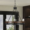 Toltec Lighting Belmont 6 - Light Chandelier in  Matte Black/Wood Grain - 2 of 4