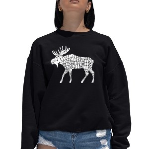 LA Pop Art Women's Word Art Crewneck Sweatshirt - Moose - 1 of 4