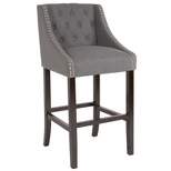 Flash Furniture Carmel Series 30" High Transitional Tufted Walnut Barstool with Accent Nail Trim