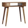 Console Table, Solid Wood, Light Brown Finish with Open Storage and Tapered Legs - 3 of 4