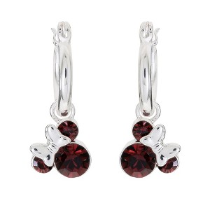 Disney Minnie Mouse Silver Plated Hoop Latch Back Birthstone Earrings - 1 of 4
