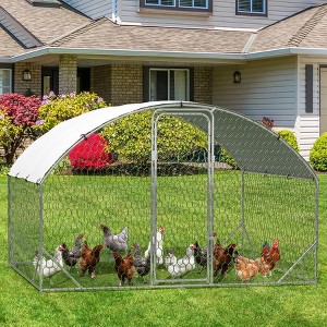 Large Metal Chicken Coop, Dome Chicken Coop with Upgrade Tri-Supporting, Chicken Run with Waterproof and Anti-UV Cover - 1 of 4