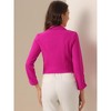 INSPIRE CHIC Women's Regular Fit Notched Lapel Ruched Sleeve Business Crop Blazer - 3 of 4