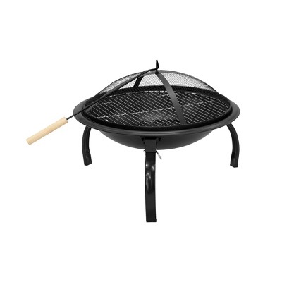 WestinTrends 22" Portable Round Steel Wood Burning Bonfire Foldable Fire Pit, Black