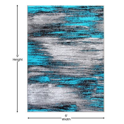 Modern Blue and Gray Tufted Synthetic 6' x 9' Area Rug