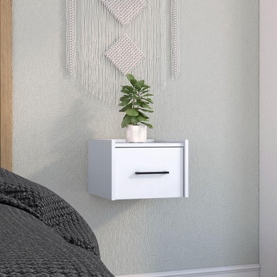 NicBex 1 Drawer Nightstand with Black Handles,Wall Mounted Bedside Table with Storage Space,Modern Side Table for Bedroom