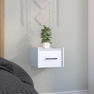NicBex 1 Drawer Nightstand with Black Handles,Wall Mounted Bedside Table with Storage Space,Modern Side Table for Bedroom - 1 of 4