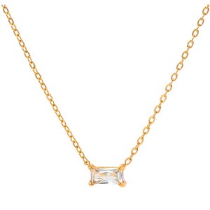 Hollywood Sensation 18K Gold Plated Sterling Silver Necklace with Emerald-Cut Cubic Zirconia Pendant 15.5 Inches Gold - 1 of 4