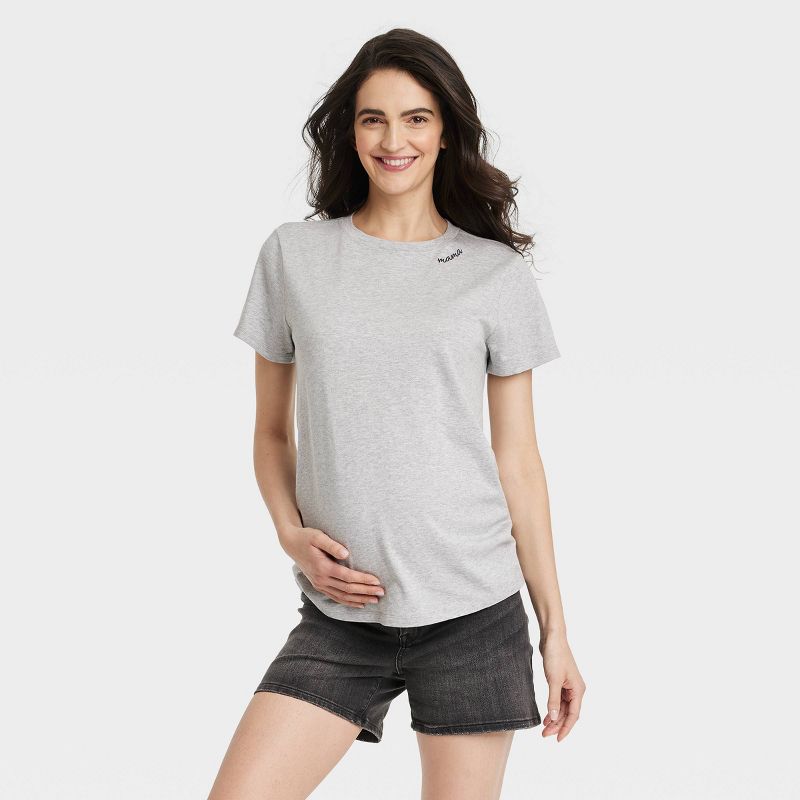 Short Sleeve Mama Embroidery Graphic Maternity T-Shirt - Isabel Maternity by Ingrid & Isabel™, 1 of 5