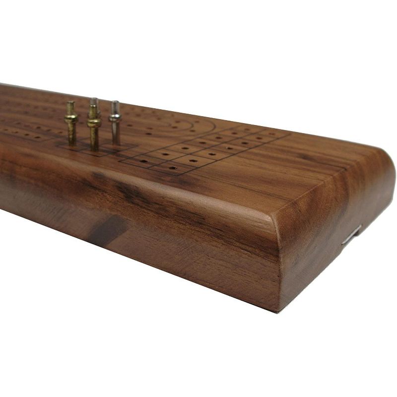 WE Games Classic Cribbage Set - Solid Wood Continuous 2 Track Board with Metal Pegs, 2 of 5